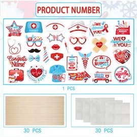 30Pcs Nurse Photo Booth Props Thank You Nurses Graduation Party Decoration for Nurse Themed Appreciation Week Party Happy International Day Party Decorations