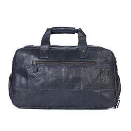 Aaron Leather Duffle Bag for Men, 30L Overnight Weekender Garment Duffel Bags for Travel, Carry On Mens Weekend Bag for Traveling, Gym, Luggage Bag, Perfect Classic Gift for Father's Day - Navy Blue