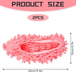 Lotsdonxia 2 Pcs Washable Dust Mop Slipper - Reusable Cleaning Shoe Covers for Home, Kitchen & Bathroom Non-Slip Chenille Fibre Effortless Floor Cleaning for Men, Women & Kids(Pink)