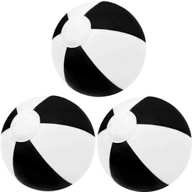 GCQJOQ Beach Balls (3 Pack), 12" Black White Color Inflatable Beach Ball for Summer Water Games Party Supplies