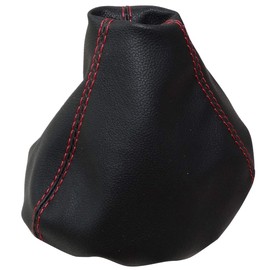 AERZETIX: Gear Stick Gaiter Faux Leather Black with Red Stitching