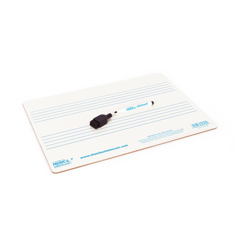 A4 Mini Dry-Wipe Music whiteboard with 2 pre-Printed Staves