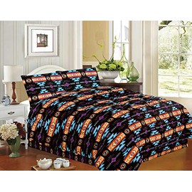 Nu Trendz Sheets Set King Southwest Bedding Native American Aztec Bed Sheet Set Ultra Soft 4Pcs, with 2 Pillowcase