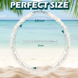 Tondiamo 3 Packs White Puka Shell Necklace Adjustable Seashell Necklace Summer Beach Surfer Necklace Sea Shell Beach Choker Necklace Jewelry(16 Inch)
