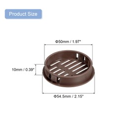 QUARKZMAN Pack of 30 50 mm / 1.97 inch Round Soffit Ventilation Grille, Plastic Soffit Ventilation Cover, Round Mesh Hole Air Slider for Bathroom, Kitchen, Cabinet, Wardrobe, Dark Brown