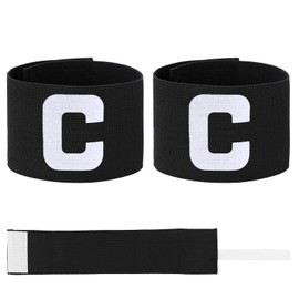 2 PCS Captain Armbands, 7x33 CM/2.75x13 Inch Black Soccer Captain Armband Adjustable Leader Armband Team Sport Armband Football Rugby Basketball Player Band for Adult Youth Soccer Volleyball Team