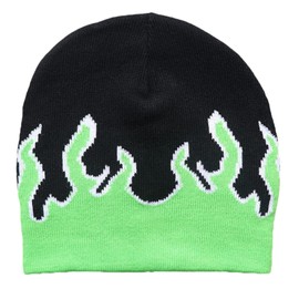 LeeCAE Flame Beanie Y2K Beanies Fire Flame Beanie Knit Beanie Hat Skullies Beanie Slouchy Beanie Flame Skull Cap Graphic Beanie- Red