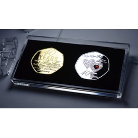 The Commemorative Coin Company Pair of For You On Your 40th RUBY WEDDING ANNIVERSARY Commemoratives in Display/Presentation Case. Diamante Gemstones. Gift/Present Husband/Wife. Silver & 24ct Gold