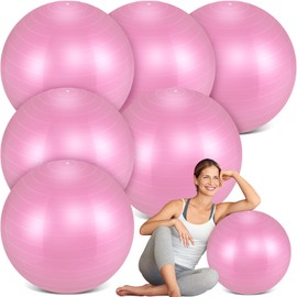 Hungdao 6 Pack 22 Inch Heavy Duty Exercise Balls Inflatable Pregnancy Yoga Pilates & Fitness Ball for Stretching Balance Therapy and Physical Fitness(Pink)