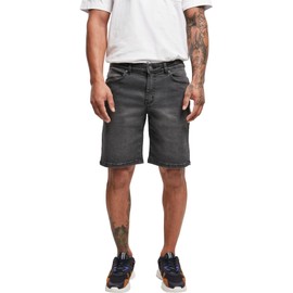 Urban Classics Men's Relaxed Fit Jeans Shorts Denim, Real Black Washed, 34