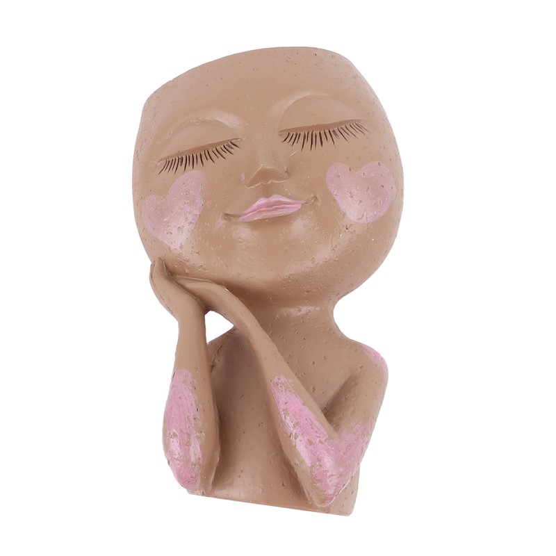 Girl Head Flowerpot Resin Face Planter Succulent Flowerpot Decoration for