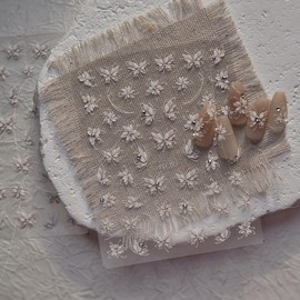 JFIYUOMCI 2 Sheets 5D Butterfly Nail Stickers, 5D Embossed Nail Art Stickers with Rhinestone Nails Design, Self-Adhesive Nail Decals for Manicure Tips Decoration Supplies