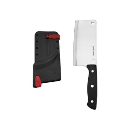 Farberware Edgekeeper Self-Sharpening Triple Riveted Cleaver Knife, 6-Inch, Black