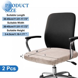 sourcing map 2 Pcs Office Chair Cover, Stretchable Soft Rotating Chair Slipcover Washable Desk Computer Seat Cover Protector for Office Home, 30-45cm, Champagne