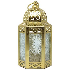 Pequeña lámpara Decorativa de Metal Dorado con Farol marroquí, portavelas, Interior/Exterior, decoración del hogar, Patio, Bodas, Navidad