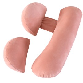ele ELEOPTION Pregnancy Pillow for Sleeping Pregnant Women Soft Pregnancy Body Pillow, Support for Back, Belly, HIPS Velvet Maternity Pillows Velvet Pink