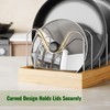 Tomorotec Bamboo Pot Lid Holder with Adjustable Stainless Steel Dividers,