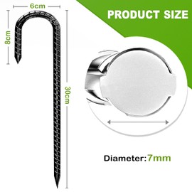 Sensylectra Ground Anchor Pegs 30 cm, Galvanised Steel Ground Anchor, Trampoline, Sturdy Tent Pegs, Ground Pegs, Camping Tent Pegs for Tents, Camping, Fence (J Black, 14)