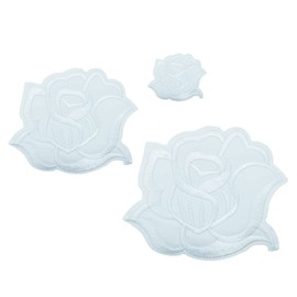 U-Sky Iron on Flower Patches, Embroidery Flower Iron-on Appliques for Clothing Backpacks Jeans Jackets (White-3D)