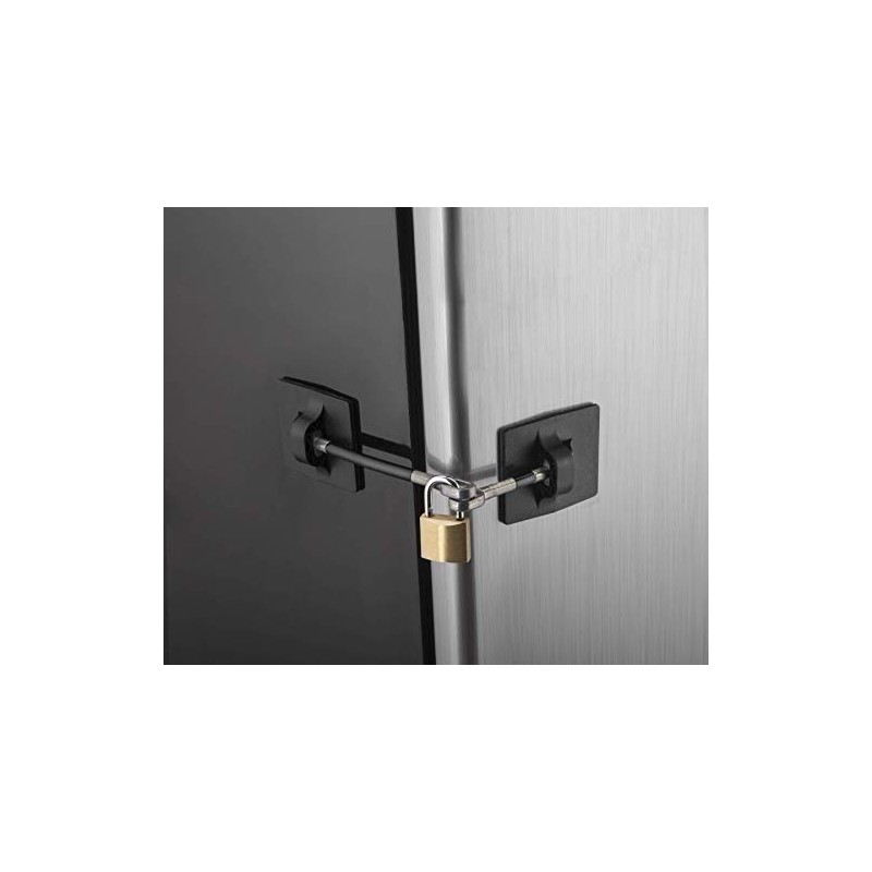 Computer Security Products Refrigerator Door Lock With Padlock, Black