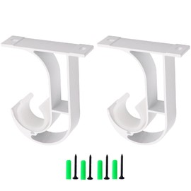 Aluminum Alloy Curtain Rod Bracket, Holder, Support - Mounted on the Ceiling 2 Set (White)
