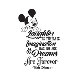 Laughter is Timeless Dreams are Forever Endless Laughter Dreams Imagination Wall Art Sticker Designs Vinyl Stickers for Home House Walls Rooms Windows Bedroom Decoration Size (28x28 inch)