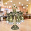 6Pcs Chinese Chalice Retro Style Zinc Alloy Glass Embossed Flower