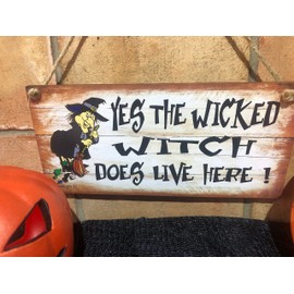 Shabby Chic Birthday Occasion Wooden Funny Sign Wall Plaque. Yes The Wicked Witch Does Live Here