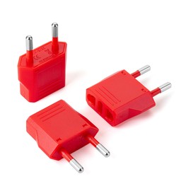 Bates- European Travel Plug Adapter, 3 Pack, Vibrant Red, European Plug Adapter, US to Europe Plug Adapter, Adapter for Europe Plug, US to EU Plug Adapter, Travel Adapter Europe, Plug Adapter Europe