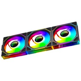 Jungle Leopard Interstellar V1 120mm Case Fan, Infinity Mirror Module Daisy-Chain 5V ARGB PWM PC Fan Triple Pack Suitable for Computer Case & CPU Cooling(Black-3 Pack)