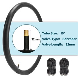 2 Pack 16 Inch Bike Cycle Inner Tube 16" x 1.75-2.125 Kids Bicycle Butyl Tyre Tube AV32mm Schrader Valve