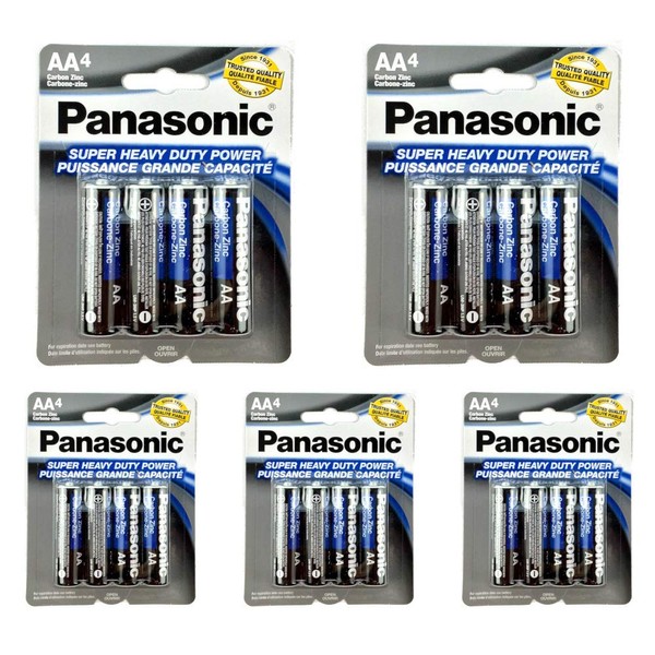 20pc Panasonic AA Batteries Super Heavy Duty Power Carbon Zinc Double A Battery 1.5v