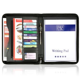 H&S A4 Zipped Conference Folder Business Faux Leather Document Case Bag Portfolio - Leather Folder - Portfolio Folder - Document Folder - Presenter Folder - A4 Document Folder - Portfolio Folder A4