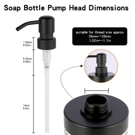 Suanti Stainless Steel Black Soap Dispenser Pump,28MM Soap Pump Replacement for Sanitizer, Lotion, Shampoo, Conditioner (2 Pack)
