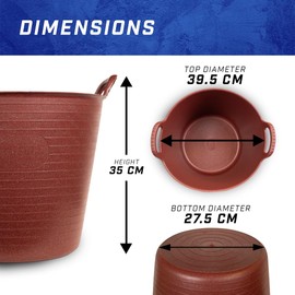 Faithfull Eco Flex Tub, Multi-Purpose, Durable & Sustainable Flexible Bucket with Reinforced Handles – 25 Litre (5.5gl), Red