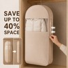 Beige Compression Hanging Garment Bag with Vacuum Seal and Clear
