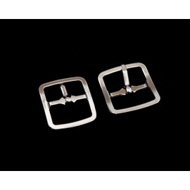 Trimming Shop 15mm Metal Belt Buckle Nickel Plated Replacement Fastening Clasp for Clothing, Leather Straps, Snap Fit Belts, Bags, Shoes, Jackets, Silver, 2pcs
