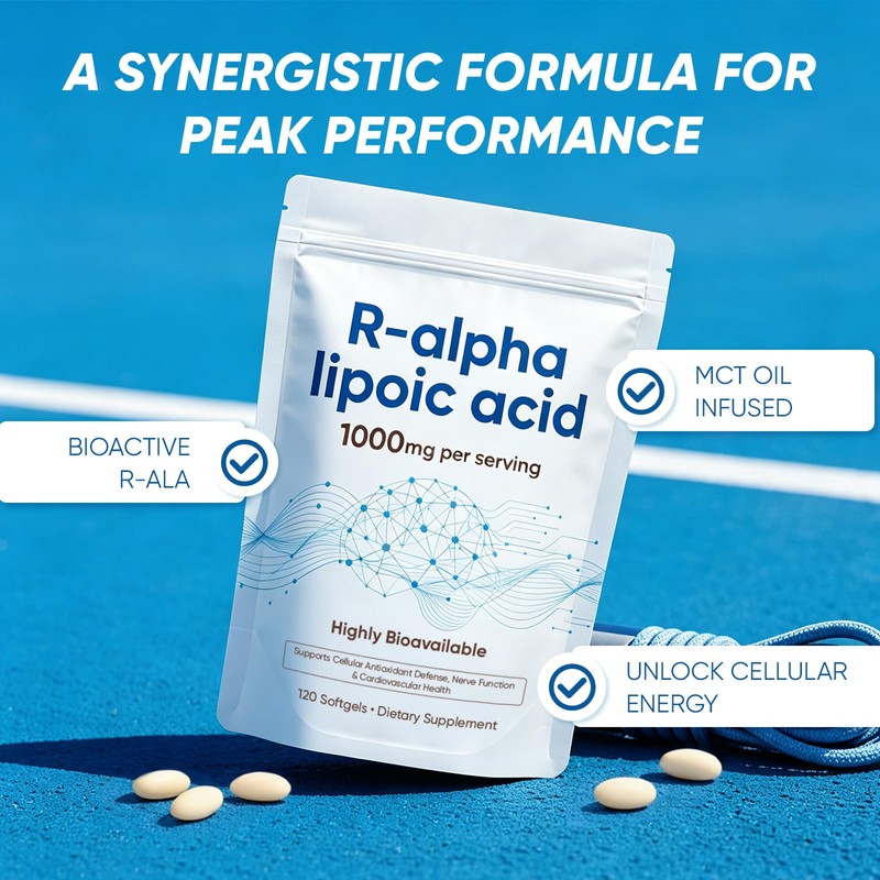R-Alpha Lipoic Acid 1000mg with Coconut Oil, 360 Softgels(3pack)
