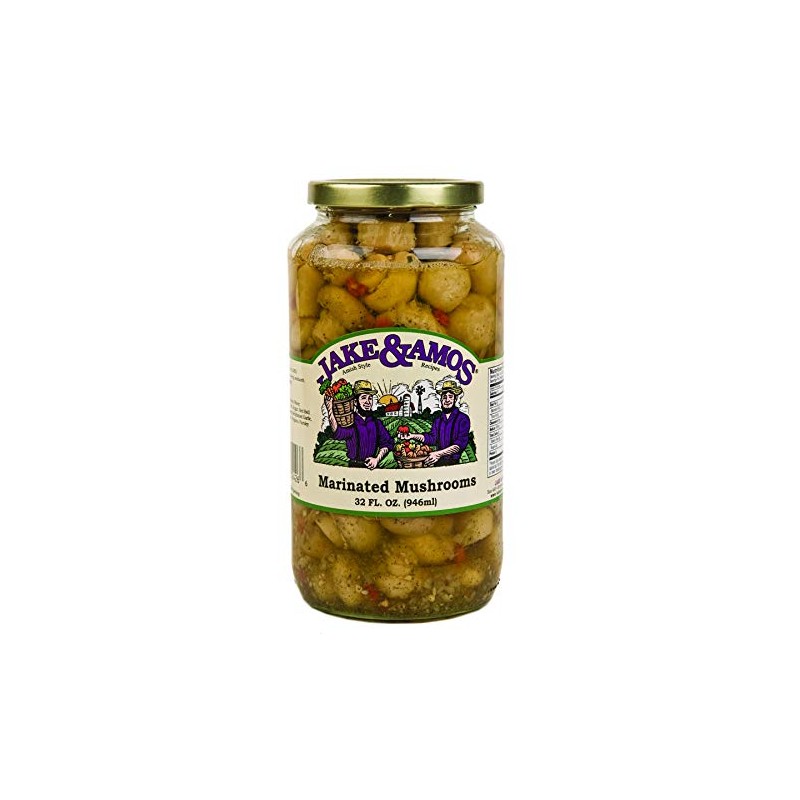 Jake & Amos Marinated Mushrooms, 2-Pack 32 oz. Quart Jars