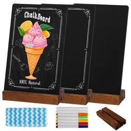 3Pcs Pre-Printed Border Chalkboard Signs with Stand, 5"x 8" Mini Tabletop Chalk Board Menu Buffet Display, Double Sided Message Chalkboard for Coffee Bar Sign Wedding Decor - Vintage