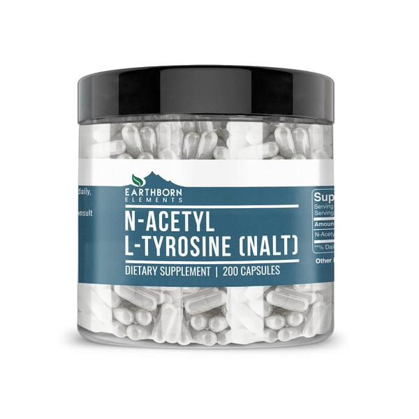 Earthborn Elements N-Acetyl L-Tyrosine (NALT) 200 Capsules, Pure & Undiluted,