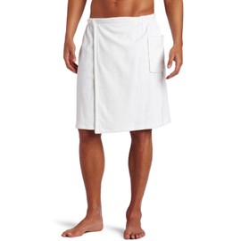 BY LORA Custom Name or Initial Cotton Mens Spa Wrap Towel- White Color - Small Medium
