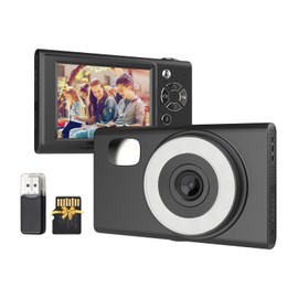 Digital Camera FHD 1080P, Digital Point and Shoot Camera with 16x Zoom, Anti Shake, Autofocus 48MP, Small Camera for Kids Teens Adult（Black）