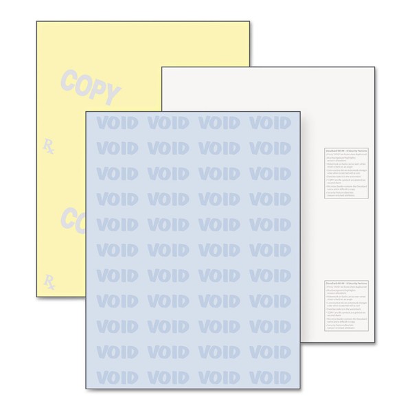 Paris Standard Medical Security Paper, Blue/Canary, 6 Features, 8 1/2