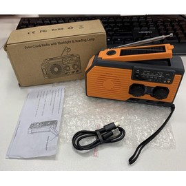 Solar Crank Radio Emergency Portable Hand Crank Survival Radio with Flashlight Reading Lamp Orange