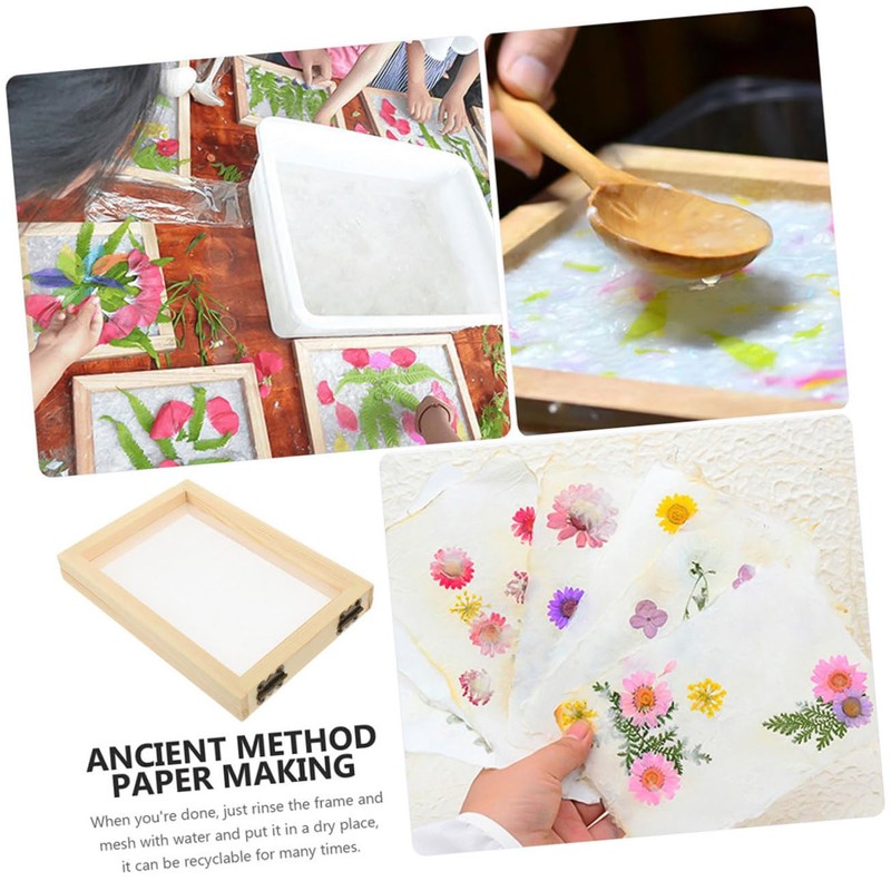 iplusmile 3pcs Wooden Paper Making Frame Kit Compact DIY Paper