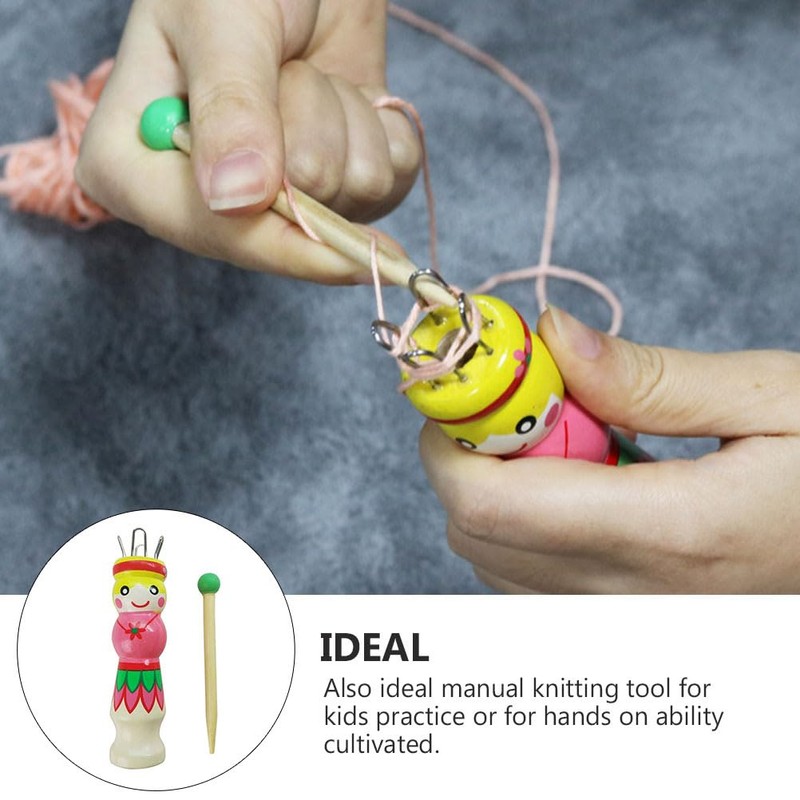 COHEALI Hand-Painted Pattern Wood Knitting Tool 2 Sets Russian Knitting