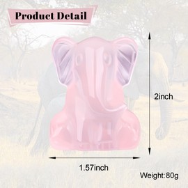 YATOJUZI 2" Elephant Decor Statue Rose Quartz Crystals Pink Office Desk Room Home Decor Hand Carved Crystal Decor Figurines Animal Figurine Elephant Gifts for Women Spiritual Gifts