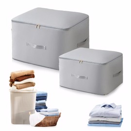 2Pcs Ultra Space Saving Self Compression Organizer, Compression Packing Cubes, Luggage Clothes Packing Organiser Bags, 2024 New Compression Storage Bags with Zipper(54*42*30cm and 54*42*60cm, Grey)