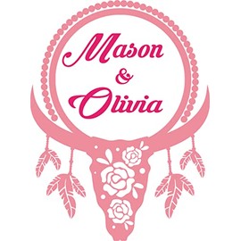 Wall Decal Bull Skull Horns Flowers Feathers Cowboy Cowgirl Chaps Rodeo Horse Pony Bull Ster Stallion Roper Holiday Gift Decorating Ideas Sticker - Size: 50 Inches X 30 Inches